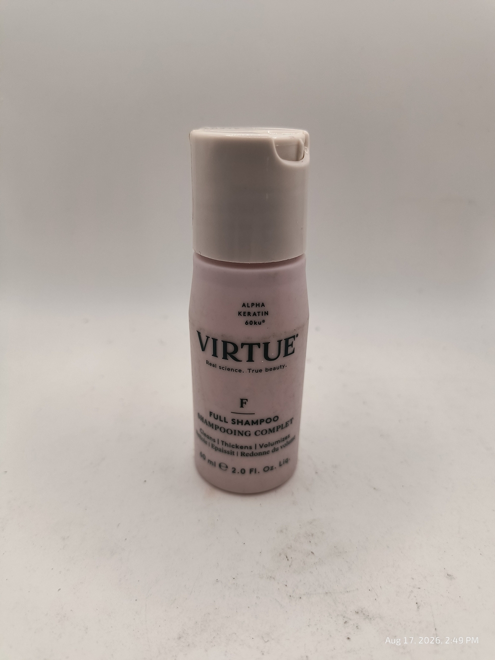 Virtue Full Shampoo Travel Size 2oz Sealed Alpha Keratin 60ku Volumizing
